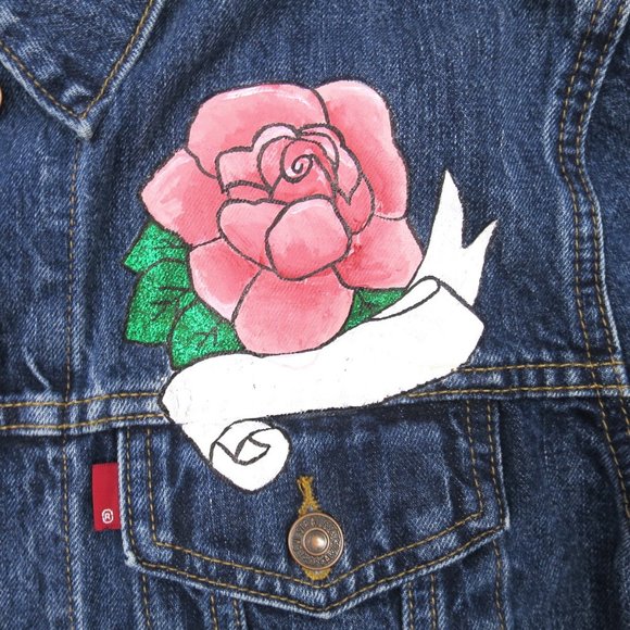 Levi's Hand-Painted Ex-Boyfriend Trucker Denim Jacket S NWT - Picture 2 of 10